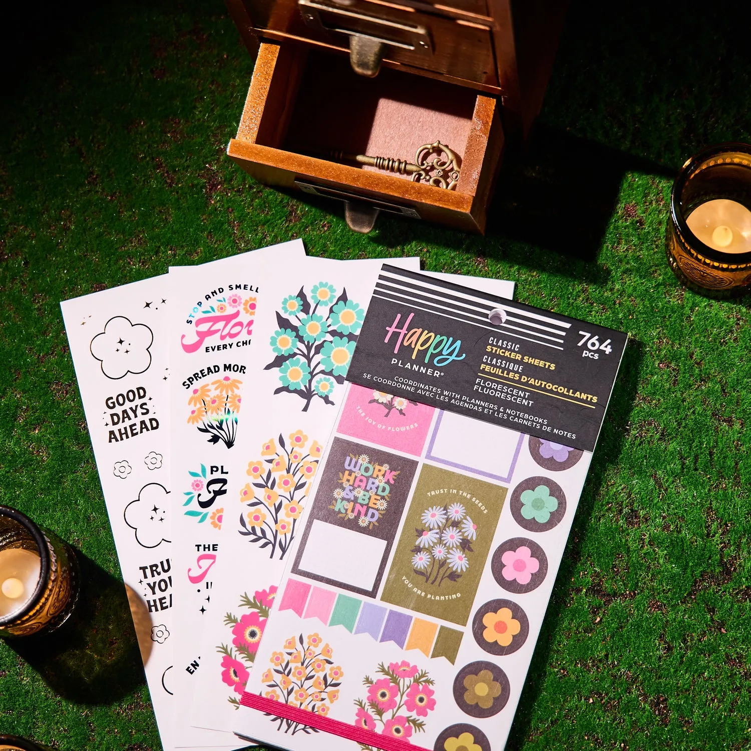 Happy Planner Florescent Florals stickers Classic 764 fluo