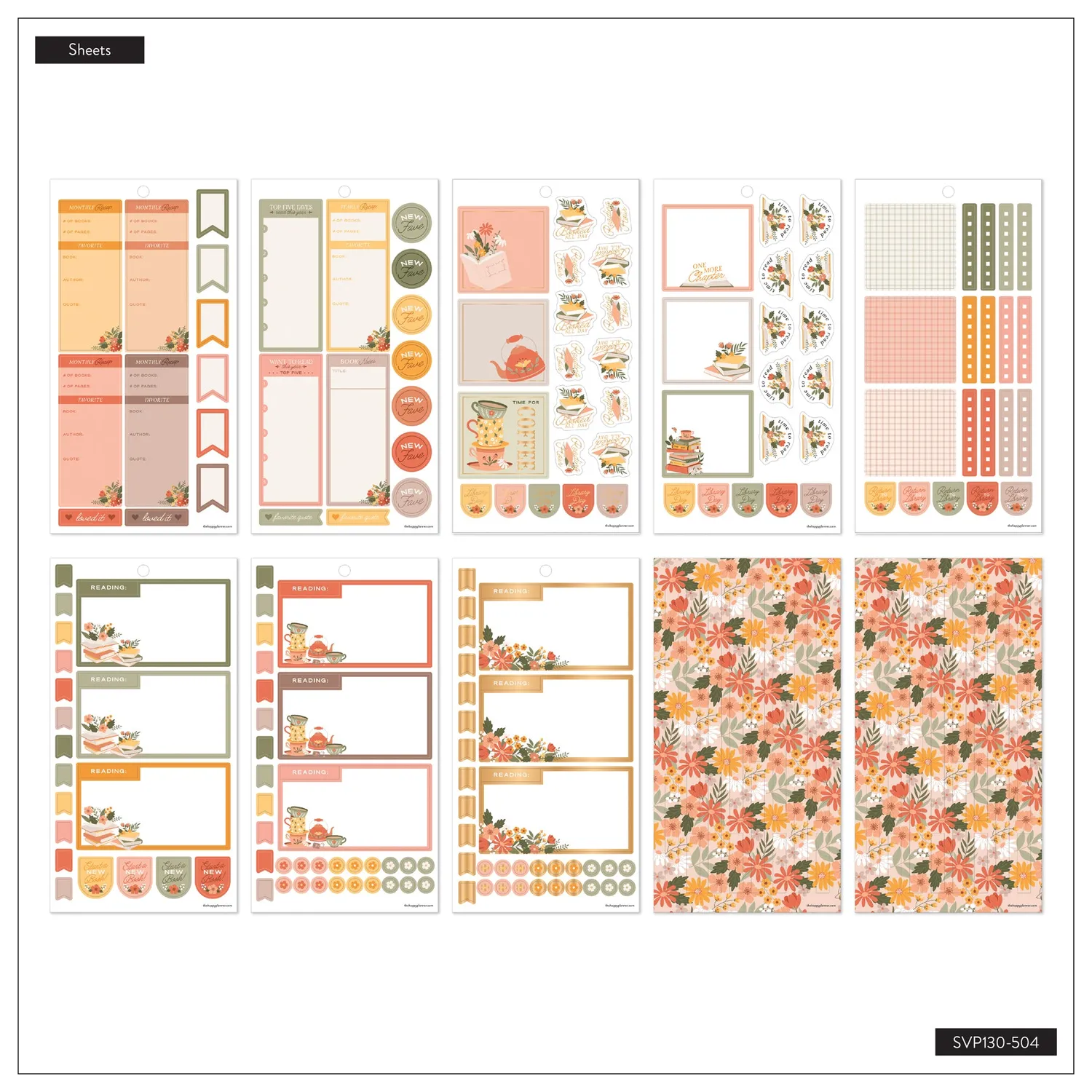Happy Planner Reading Hour value pack stickers lecture Classic 30 planches