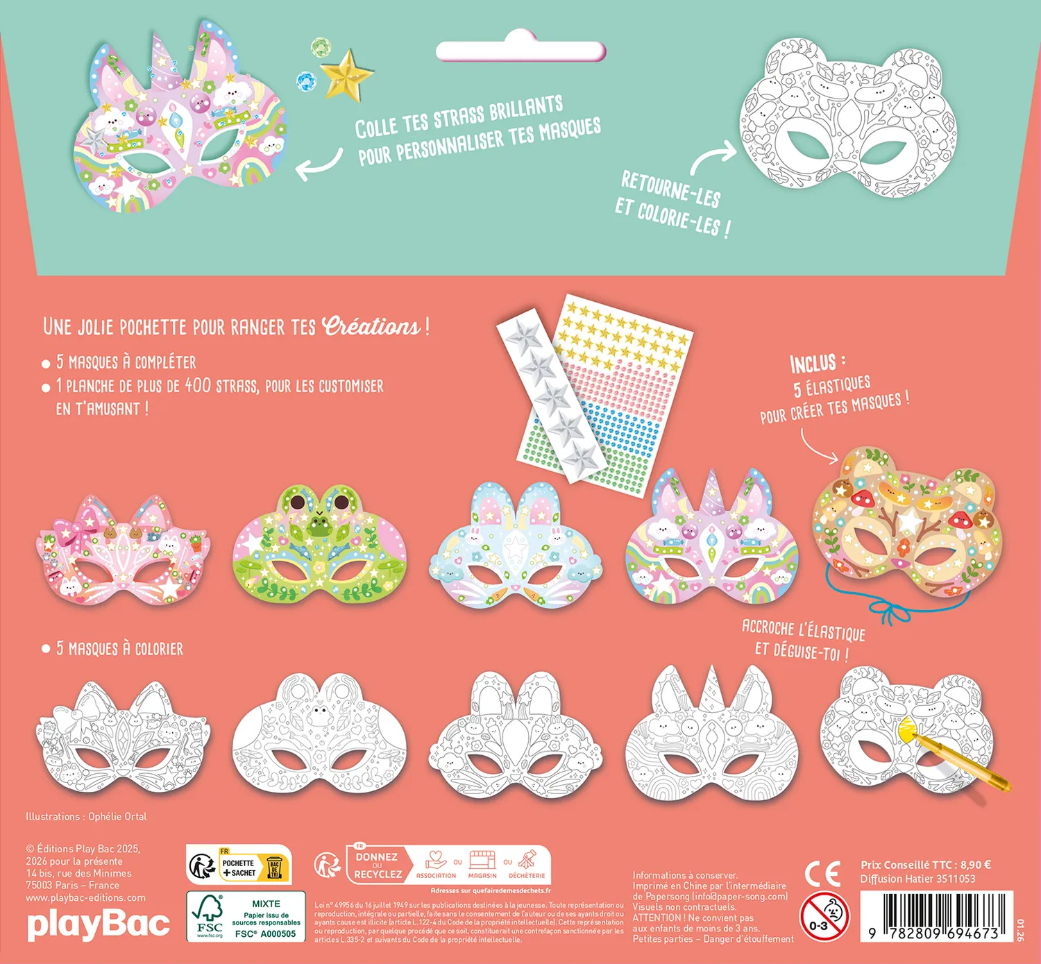 Mes masques en strass Animaux Kawaii nouvelle édition masques strass
