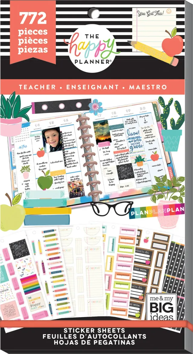 Happy Planner Value Pack Teacher stickers 30 planches classe