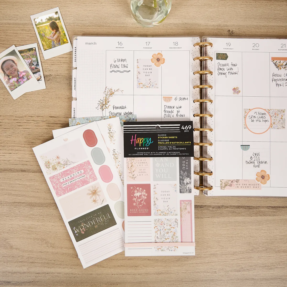 Happy Planner Spring Fields stickers Classic 30 feuilles floral