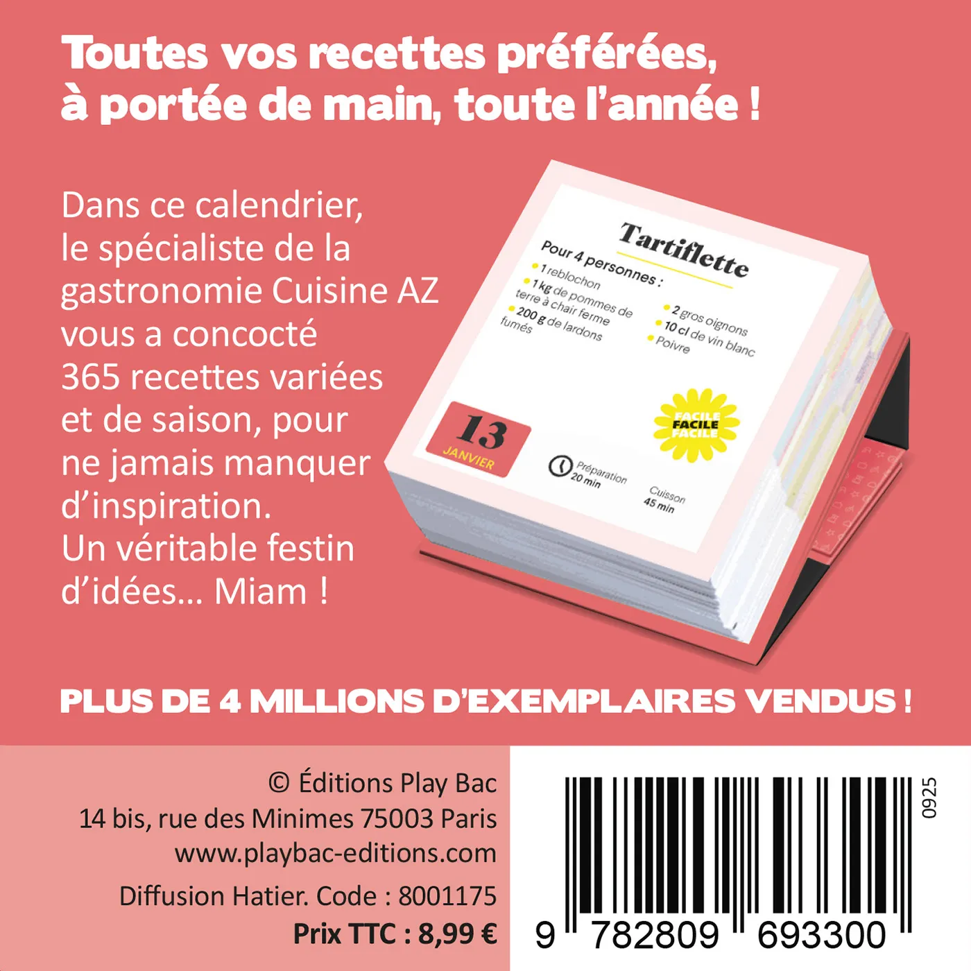 Frigobloc Cuisine AZ 365 recettes mini calendrier gourmand