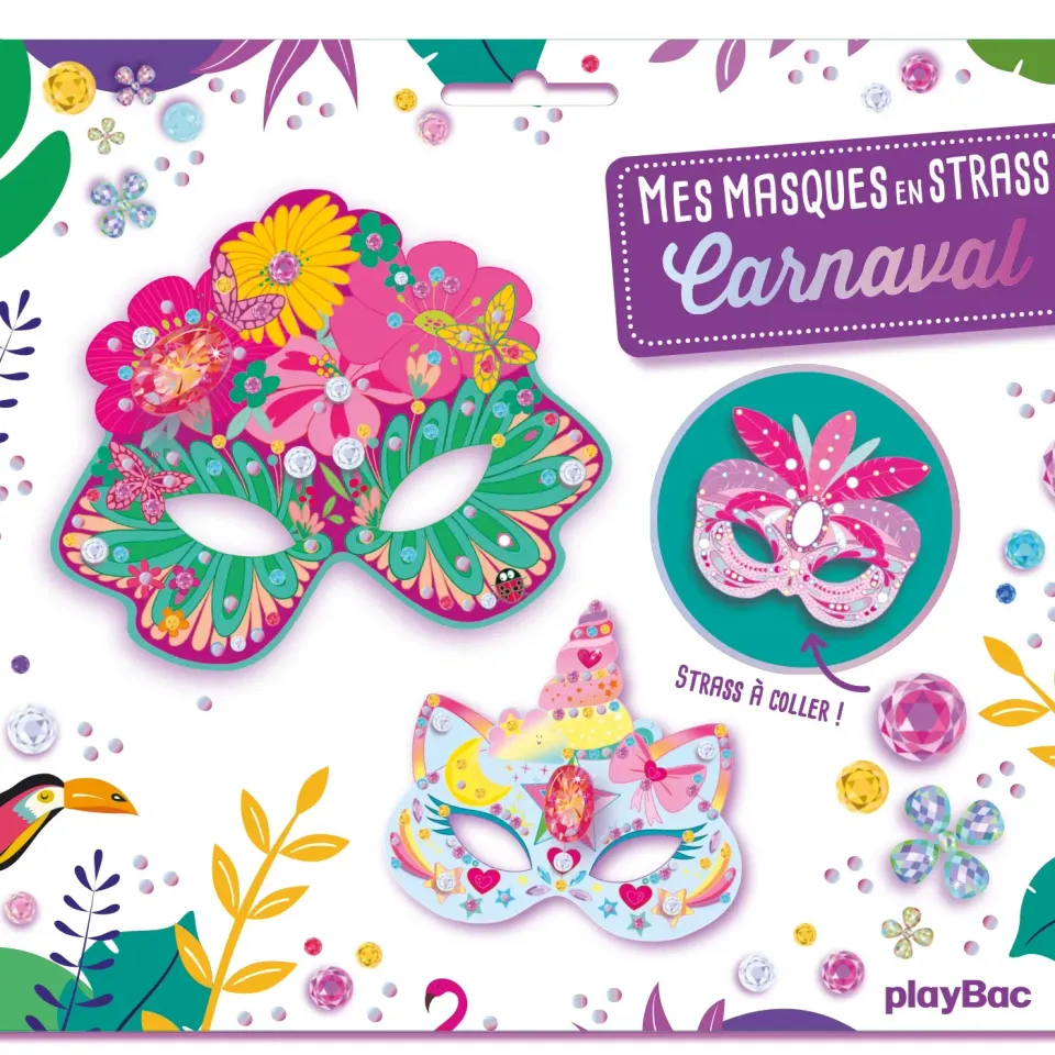 Frigobloc Mes masques en strass Carnaval pochette 5 masques